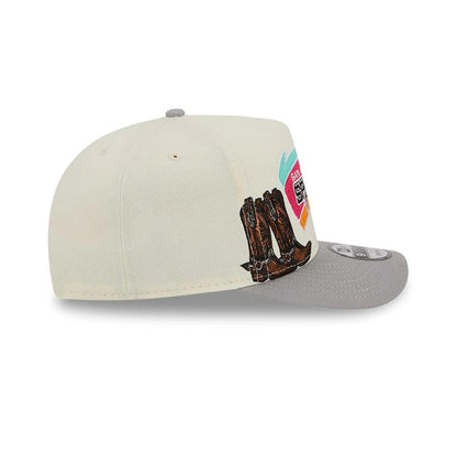 Pictured is this NBA Hardwood Classic San Antonio Spurs 9FIFTY A-Frame Snapback cap in grey. 5