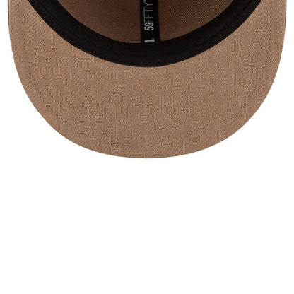 Pictured is this MLB Utility Linen San Francisco Giants Retro Crown 59FIFTY Fitted cap in open brown. 2