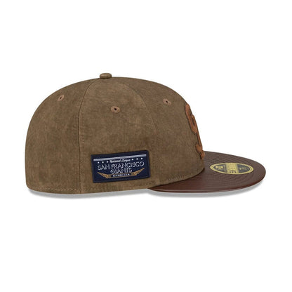 Pictured is this MLB Utility Linen San Francisco Giants Retro Crown 59FIFTY Fitted cap in open brown. 5