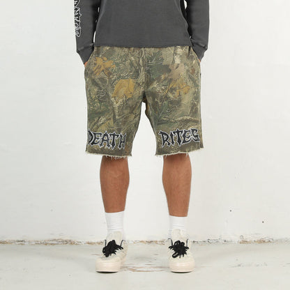 Script Cut-Off Sweat Shorts - Tree Camo