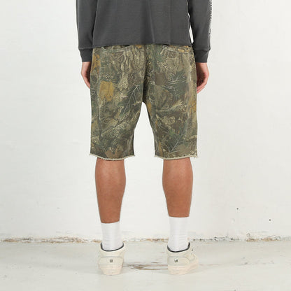 Script Cut-Off Sweat Shorts - Tree Camo