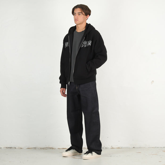 Script Zip Hooded Sweater - Black