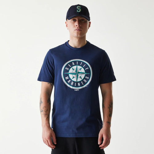 The Male model is wearing Seattle Mariners MLB Regular Dark Blue T-Shirt 1