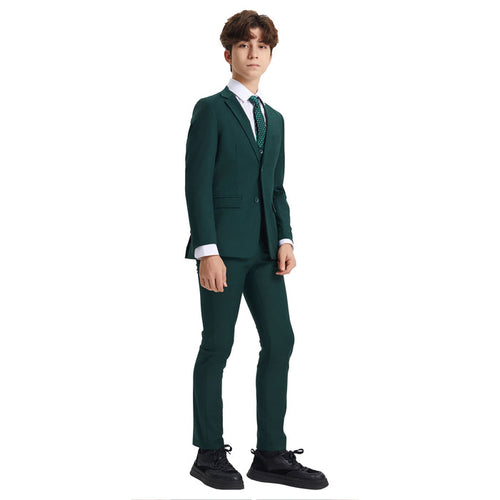 Stacy Adams Boys Green 5-Piece Suit Set - Front View | Kids Wedding Ring Bearer Formal | KCT Menswear