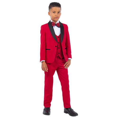 Stacy Adams Boy's 5pc Solid Tuxedo W/ Dress Shirt And Bowtie - Red