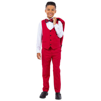 Stacy Adams Boy's 5pc Solid Tuxedo W/ Dress Shirt And Bowtie - Red