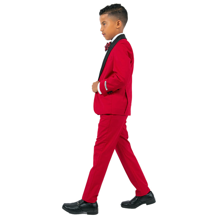 Stacy Adams Boy's 5pc Solid Tuxedo W/ Dress Shirt And Bowtie - Red