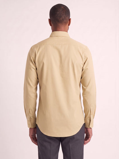 Tan classic fit dress shirt on model - back view - KCT Menswear