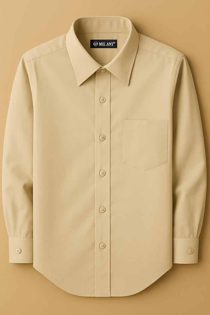 Men's Tan Classic Fit Dress Shirt - Formal Wedding Prom - KCT Menswear