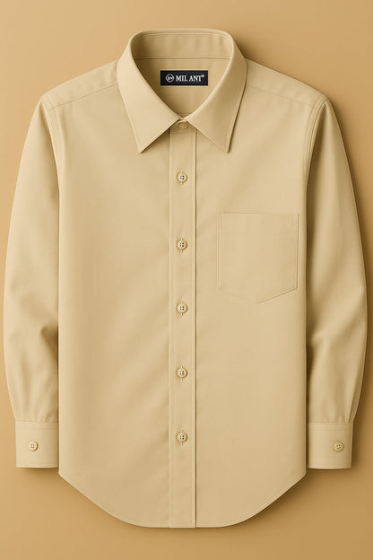 Men's Tan Classic Fit Dress Shirt - Formal Wedding Prom - KCT Menswear