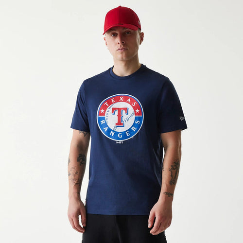 The Male model is wearing Texas Rangers MLB Regular Dark Blue T-Shirt 1