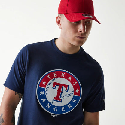 The Male model is wearing Texas Rangers MLB Regular Dark Blue T-Shirt 3
