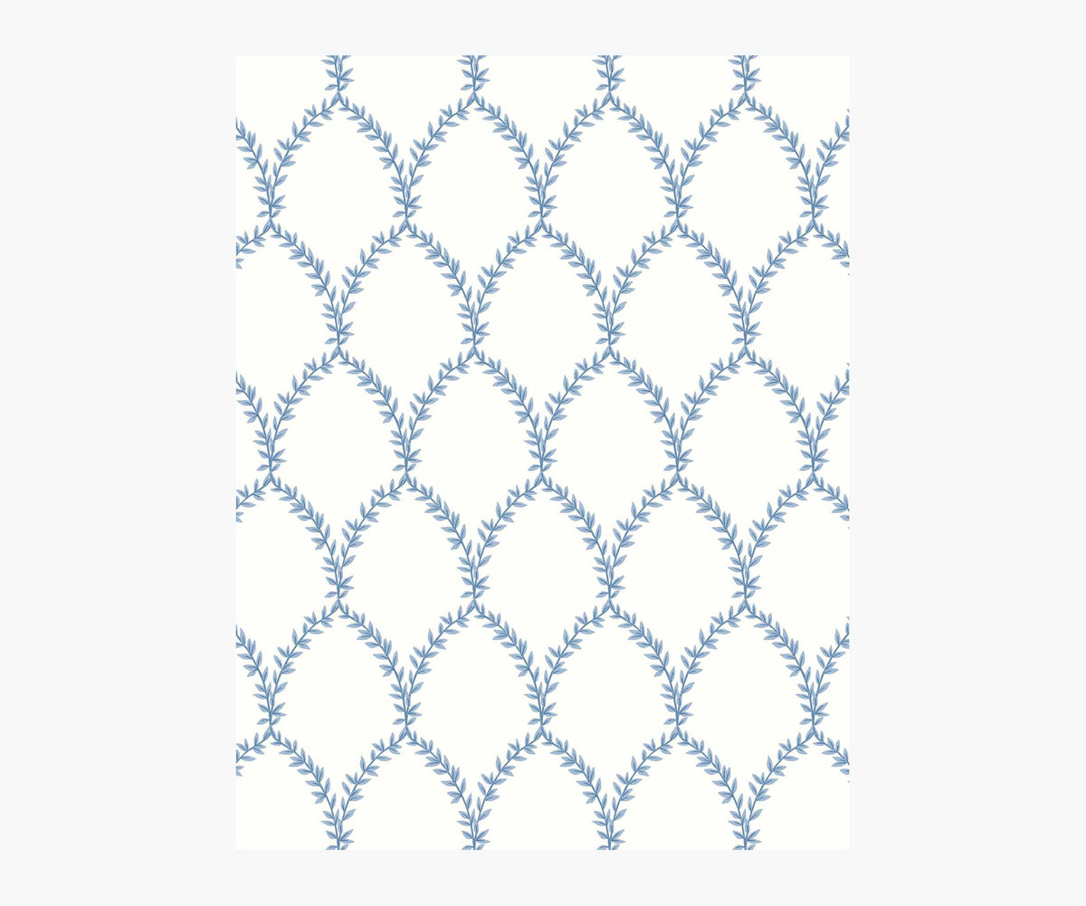 Laurel Wallpaper Sample - Blue & White