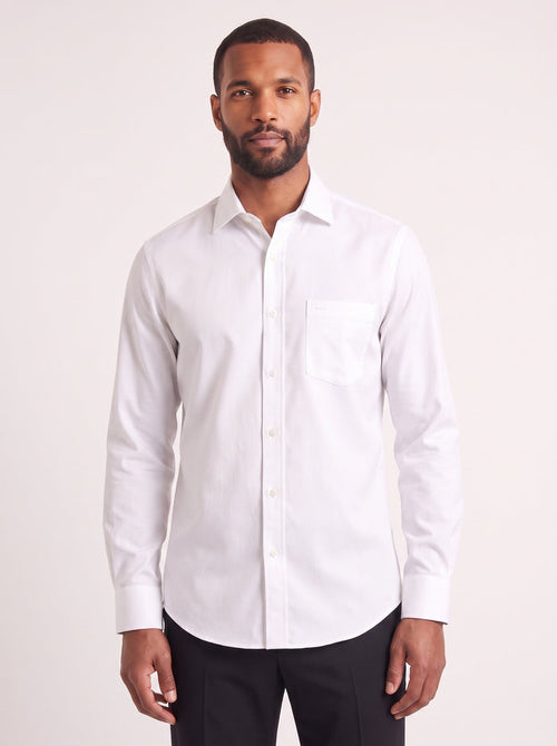 White classic fit dress shirt on model - front view - KCT Menswear