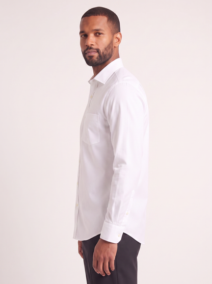 White classic fit dress shirt on model - side view - KCT Menswear