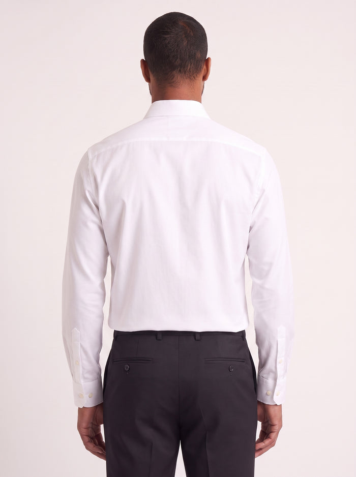 White classic fit dress shirt on model - back view - KCT Menswear