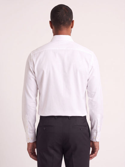 White classic fit dress shirt on model - back view - KCT Menswear