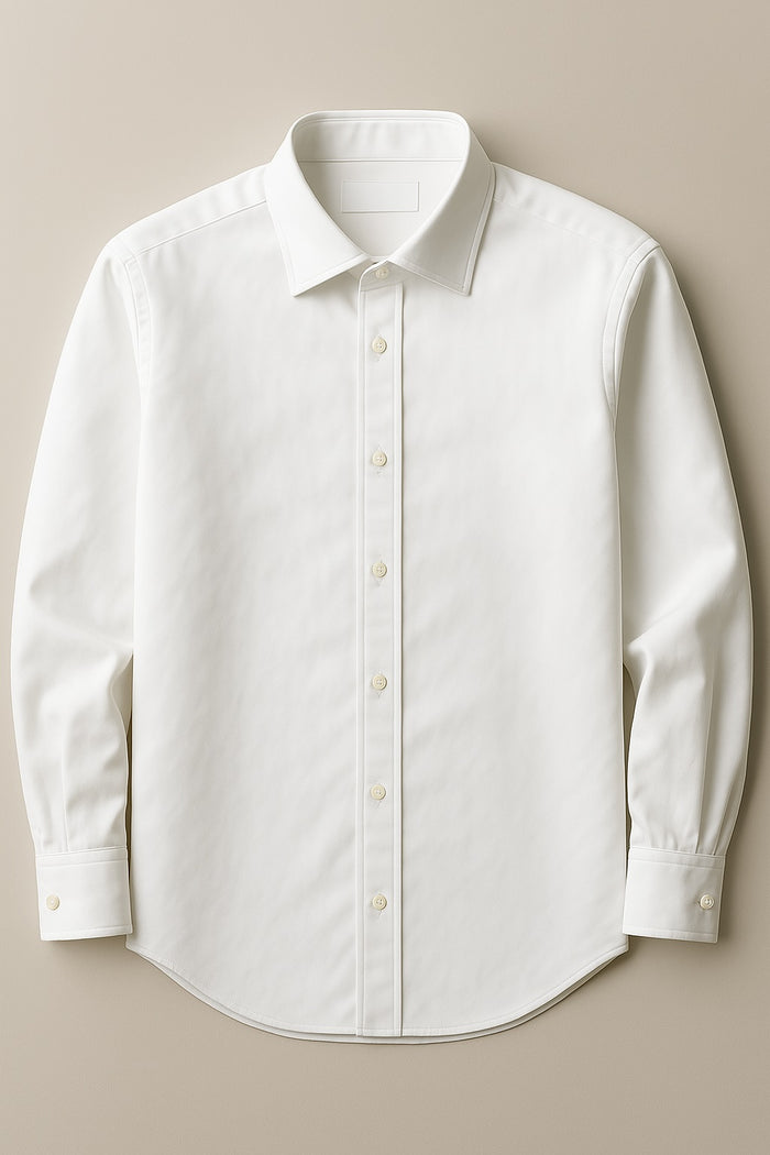 Men's White Classic Fit Dress Shirt - Formal Wedding Prom - KCT Menswear
