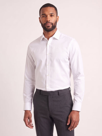 White slim fit dress shirt on model - front view - KCT Menswear