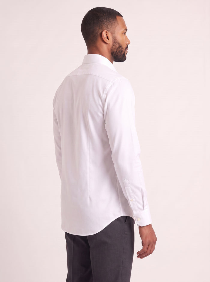 White slim fit dress shirt on model - side view - KCT Menswear