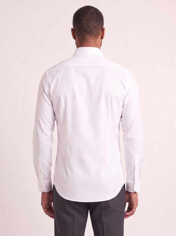 White slim fit dress shirt on model - back view - KCT Menswear